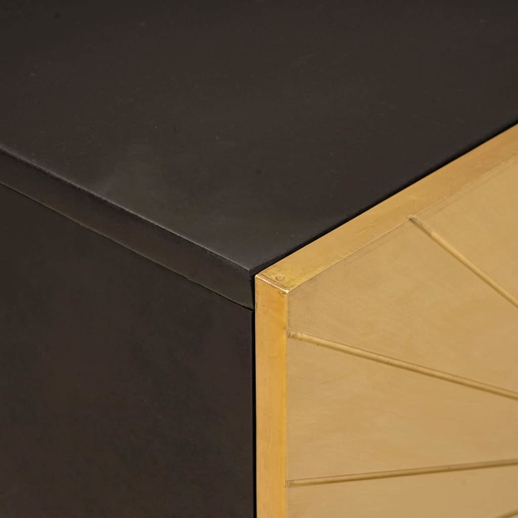 Bathroom Furniture Sets 3 pcs Black and Gold Solid mango wood